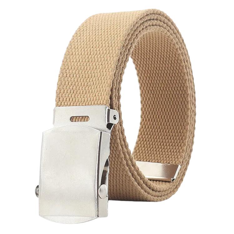 Cintura da uomo in tela, larghezza 32 mm, stretta, casual, con fibbia automatica scorrevole., 115cm, 125cm