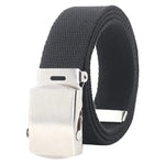 Cintura da uomo in tela, larghezza 32 mm, stretta, casual, con fibbia automatica scorrevole., 115cm, 125cm