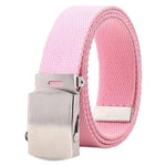 Cintura da uomo in tela, larghezza 32 mm, stretta, casual, con fibbia automatica scorrevole., 115cm, 125cm