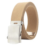Cintura da uomo in tela, larghezza 32 mm, stretta, casual, con fibbia automatica scorrevole., 115cm, 125cm