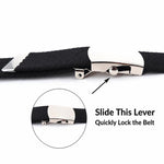 Cintura da uomo in tela, larghezza 32 mm, stretta, casual, con fibbia automatica scorrevole., 115cm, 125cm