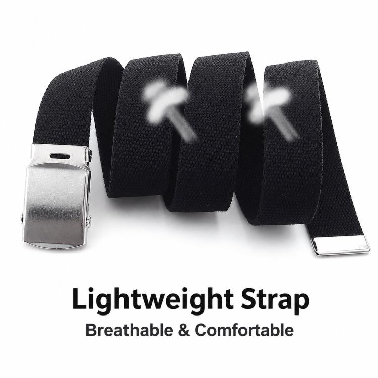 Cintura da uomo in tela, larghezza 32 mm, stretta, casual, con fibbia automatica scorrevole., 135cm