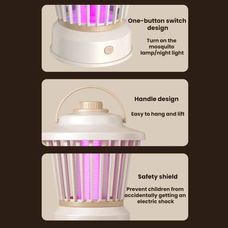 Luce notturna portatile antizanzare per uso domestico e esterno, Beige Straight Plug, Gray-purple Straight Plug, Beige Charger/Plug-in, Gray Purple Charger/Plug-in