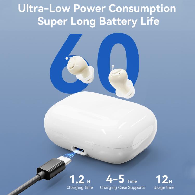 Apparecchio acustico invisibile endoauricolare con riduzione del rumore e amplificatore sonoro intelligente per anziani, Invisible In-Ear Hearing Aid