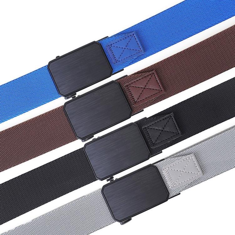 Cintura elastica da uomo in tessuto, casual, intrecciata, con fibbia automatica in lega di zinco., 105cm, 115cm, 125cm