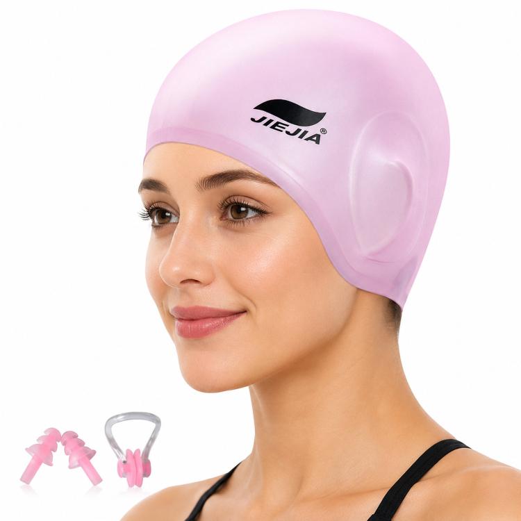 Cuffia da nuoto JIEJIA in silicone con protezione per le orecchie, tappi auricolari e clip per il naso.