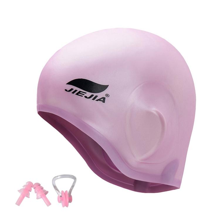 Cuffia da nuoto JIEJIA in silicone con protezione per le orecchie, tappi auricolari e clip per il naso.