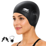 Cuffia da nuoto JIEJIA in silicone con protezione per le orecchie, tappi auricolari e clip per il naso.