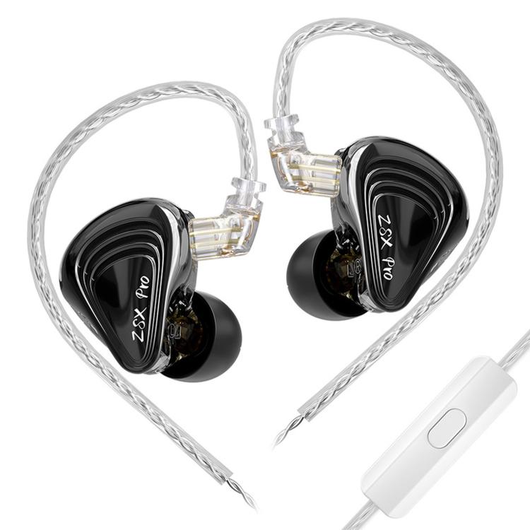 Cuffie KZ ZSX PRO con driver ibrido 5BA+1DD, cavo da 1,2 m, audio HiFi, ideali per sport e gaming, con cavo rimovibile., Standard, With Mic