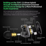 Cuffie KZ ZSX PRO con driver ibrido 5BA+1DD, cavo da 1,2 m, audio HiFi, ideali per sport e gaming, con cavo rimovibile., Standard, With Mic