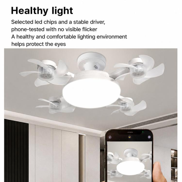 Ventilatore da soffitto con attacco a vite E27, ventilatore silenzioso ad alta portata d'aria per soggiorno., 45cm 3-Head, 50cm 4-Head