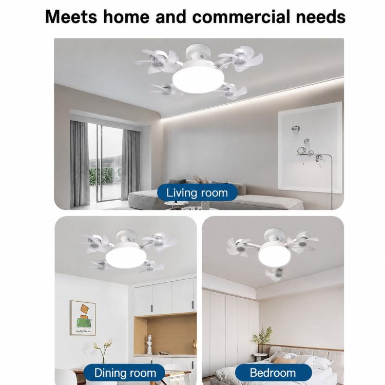 Ventilatore da soffitto con attacco a vite E27, ventilatore silenzioso ad alta portata d'aria per soggiorno., 45cm 3-Head, 50cm 4-Head