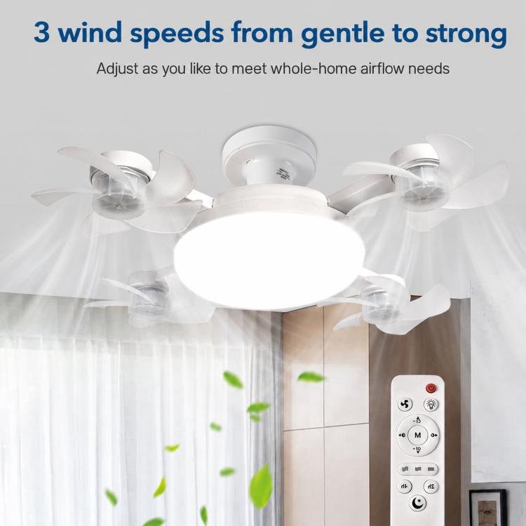 Ventilatore da soffitto con attacco a vite E27, ventilatore silenzioso ad alta portata d'aria per soggiorno., 45cm 3-Head, 50cm 4-Head