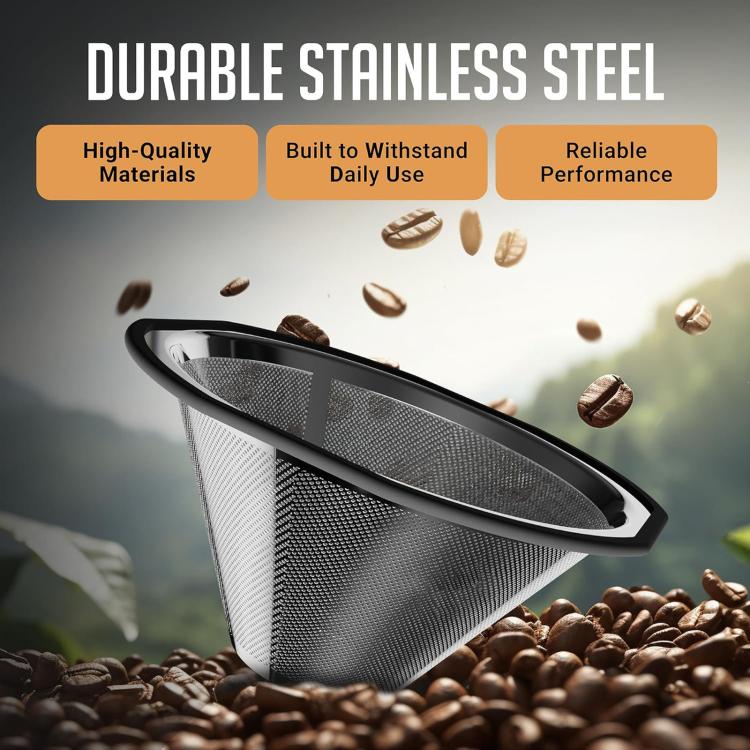 Filtro per caffè riutilizzabile compatibile con le macchine da caffè a goccia Kalita Wave 185 e la macchina per caffè monodose OXO Brew da 8 tazze.