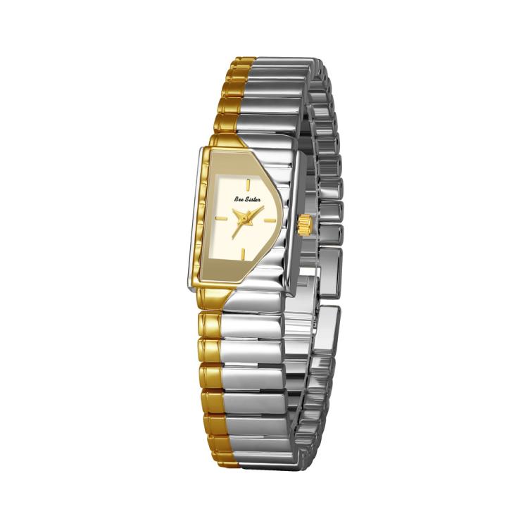 Orologio da donna vintage BS Bee Sister FA1927, elegante orologio al quarzo geometrico asimmetrico con cinturino in metallo.