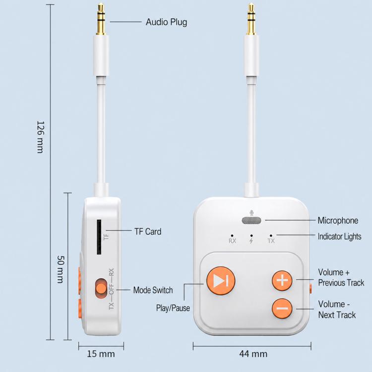Adattatore per lettore musicale con scheda TF e ricevitore/trasmettitore Bluetooth 2 in 1, A26