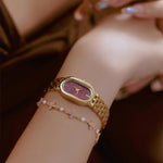 Orologio da donna vintage ovale BS Bee Sister FA1905 al quarzo con chiusura a farfalla