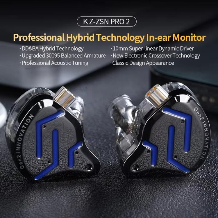 KZ-ZSN PRO 2 Auricolari in-ear ibridi dinamici + ad armatura bilanciata con cavo da 1,2 m, ideali per palcoscenici, voce, musica e gaming, con tecnologia Hi-Fi., Blue Black Standard, Blue Black With Mic, Silver Standard, Silver With Mic, Gold Standard ...