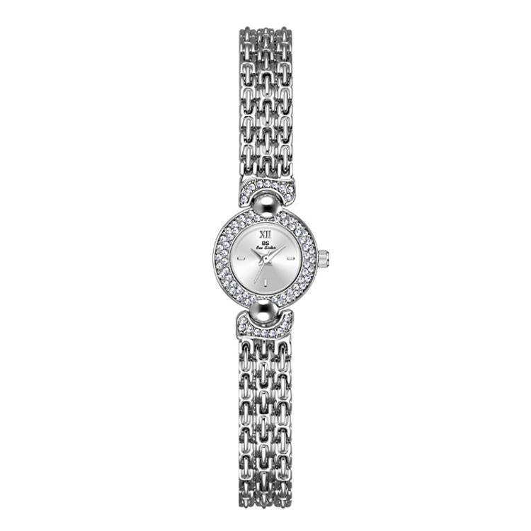 Orologio da polso vintage da donna BS Bee Sister FA1841 con bracciale, quadrante piccolo e raffinato, strass e movimento al quarzo.