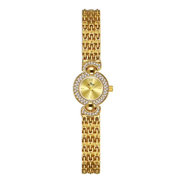Orologio da polso vintage da donna BS Bee Sister FA1841 con bracciale, quadrante piccolo e raffinato, strass e movimento al quarzo.