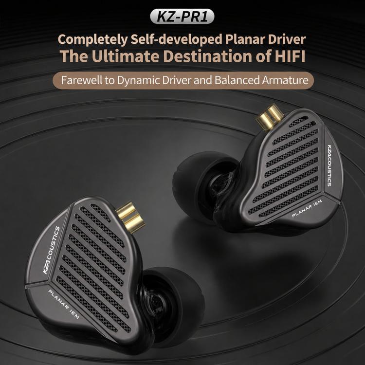 Auricolari KZ-PR1 Planar Magnetic con cavo da 1,2 m, driver planare da 13,2 mm, audio Hi-Fi ad alta risoluzione., Standard, With Mic