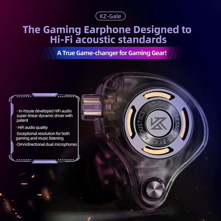 Cuffie da gioco cablate KZ-Gale HiFi da 1,2 m, Black Standard 3.5mm, Black With Mic 3.5mm, White Standard 3.5mm, White With Mic 3.5mm, Black M2 Cable Sound Card Type-C, White M2 Cable Sound Card Type-C