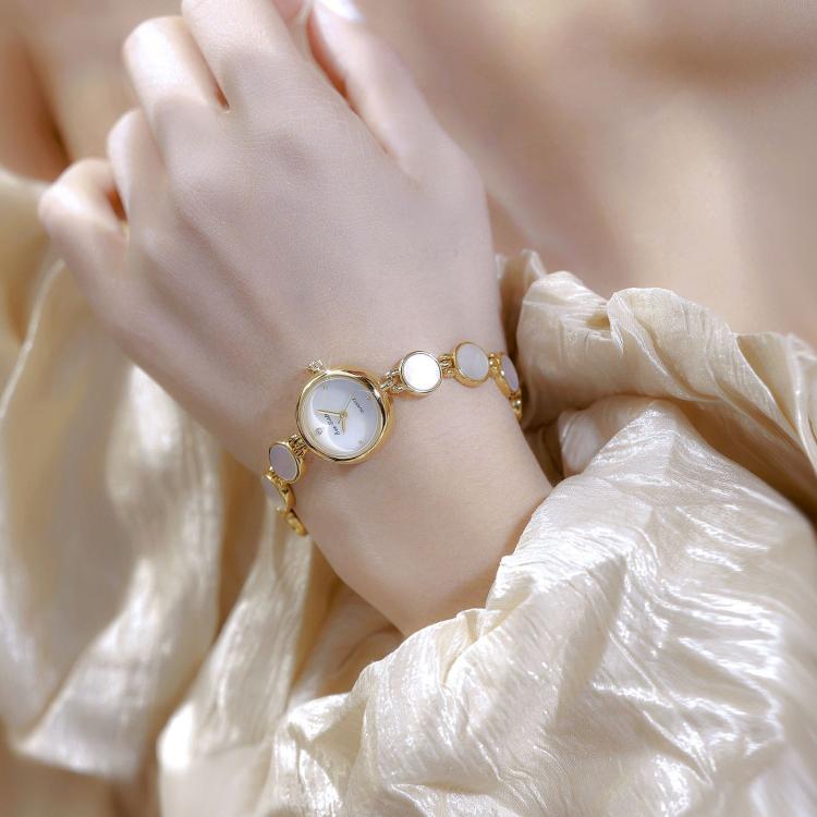 Orologio da polso da donna BS Bee Sister FA1873 con bracciale rotondo, stile vintage con madreperla, analogico al quarzo, elegante.
