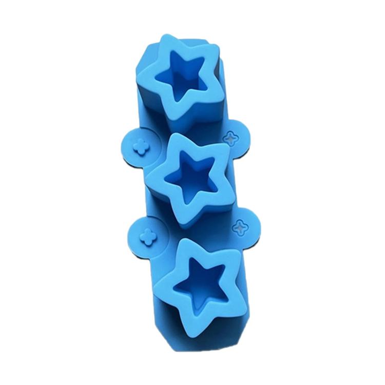 Stampo in silicone morbido a 3 cavità a forma di stella per bicchieri da ghiaccio, vasi per piante grasse e vasi in gesso.