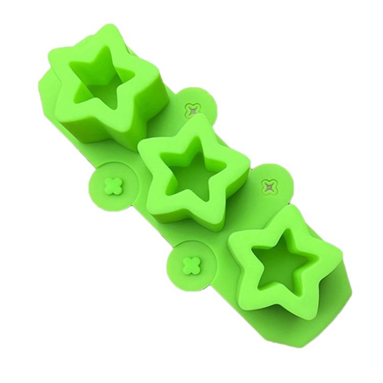 Stampo in silicone morbido a 3 cavità a forma di stella per bicchieri da ghiaccio, vasi per piante grasse e vasi in gesso.