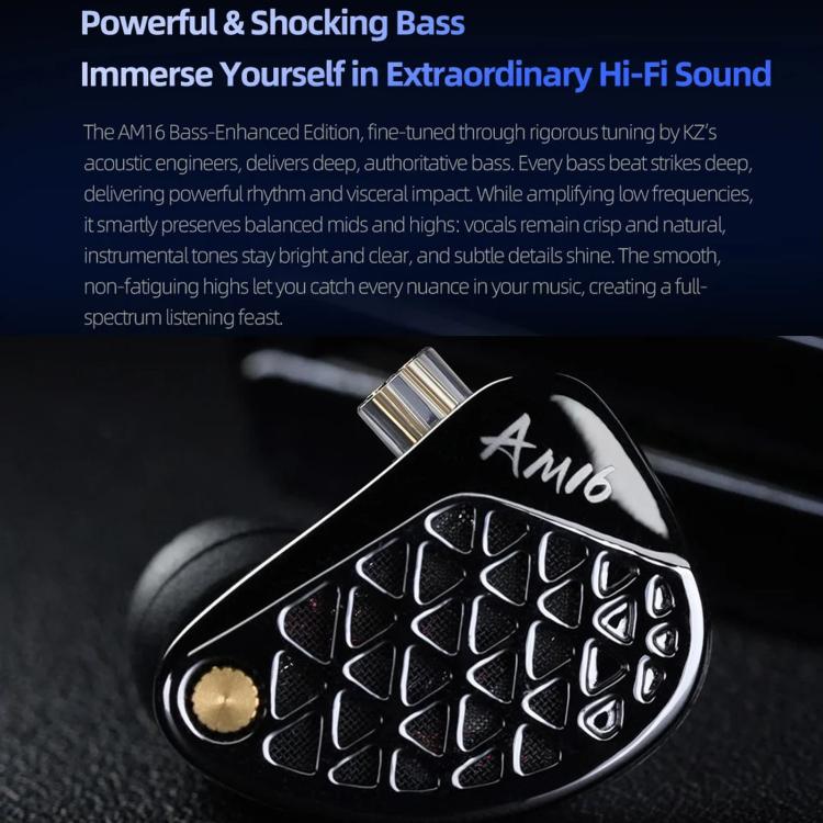 Cuffie KZ-AM16 con driver dedicati per basse frequenze, ideali per musica, gaming e audio Hi-Fi, con cavo da 1,2 m., Balanced Standard 3.5mm, Balanced With Mic 3.5mm, Bass Enhanced Standard 3.5mm, Bass Enhanced With Mic 3.5mm, Balanced With Mic Type-C ...