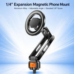 Attacco per treppiede con vite da 1/4 di pollice per fotocamere, monitor e luci ad anello., Magnetic Mount, Tension Phone Clamp, 17mm Ball Joint Base Only