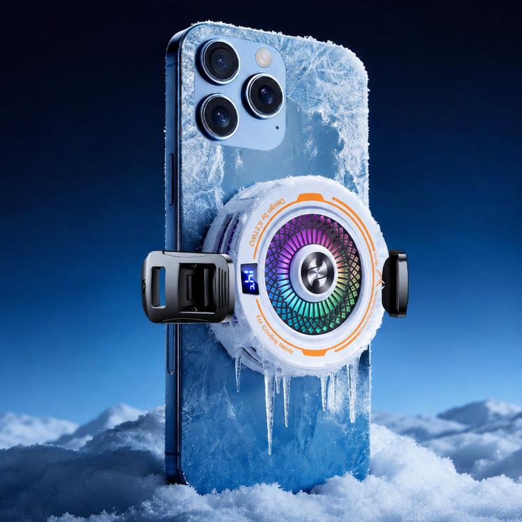 Dissipatore di calore per cellulari con intelligenza artificiale, radiatore magnetico a semiconduttore con display della temperatura e luce RGB., White, Black, With Clip White, With Clip Black