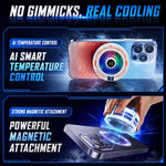 Dissipatore di calore per cellulari con intelligenza artificiale, radiatore magnetico a semiconduttore con display della temperatura e luce RGB., White, Black, With Clip White, With Clip Black