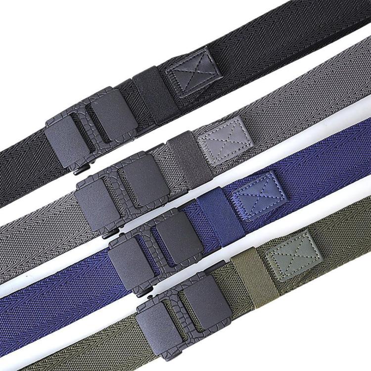Cintura da uomo elastica intrecciata in nylon con fibbia scorrevole automatica, 105cm, 115cm, 125cm