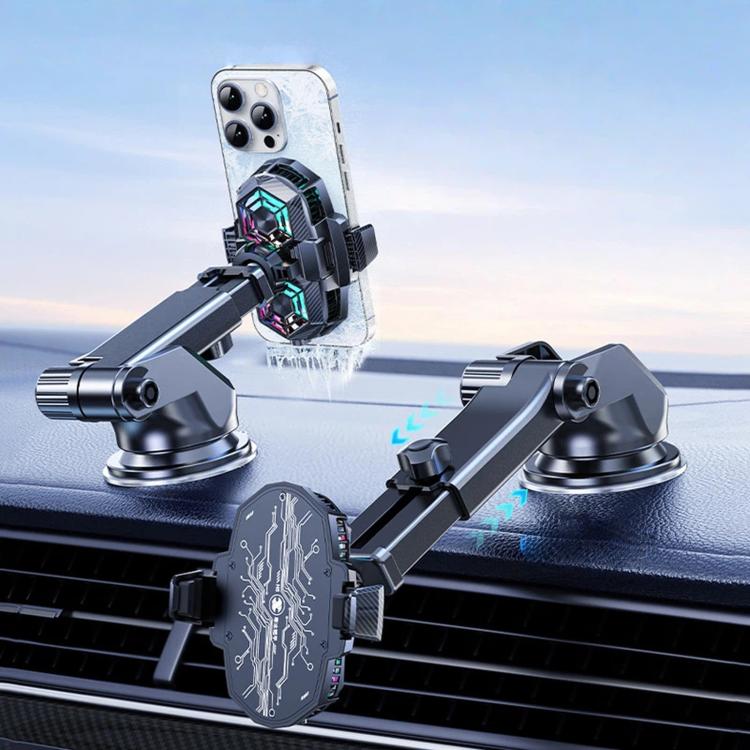 Supporto di raffreddamento auto per smartphone con ventosa e brac