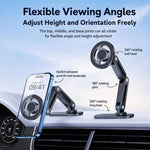 Supporto per telefono da auto con base allungata e snodo doppio per cruscotto curvo, Ring Magnetic Head, Solid Magnetic Head, Base with 17mm Ball No Magnetic Head