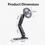 Supporto per telefono da auto con base allungata e snodo doppio per cruscotto curvo, Ring Magnetic Head, Solid Magnetic Head, Base with 17mm Ball No Magnetic Head