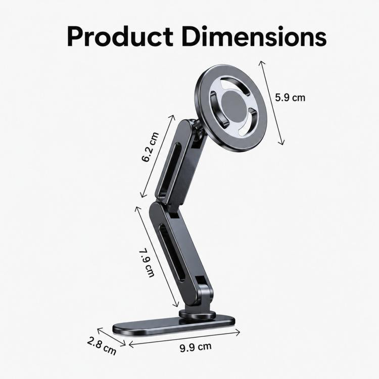 Supporto per telefono da auto con base allungata e snodo doppio per cruscotto curvo, Ring Magnetic Head, Solid Magnetic Head, Base with 17mm Ball No Magnetic Head