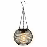 Lanterna solare sospesa per esterni, luci decorative da giardino in metallo, lampade calde da appendere agli alberi., Black Mesh Ball, Round Cage, Cylindrical Cage
