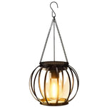 Lanterna solare sospesa per esterni, luci decorative da giardino in metallo, lampade calde da appendere agli alberi., Black Mesh Ball, Round Cage, Cylindrical Cage