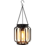 Lanterna solare sospesa per esterni, luci decorative da giardino in metallo, lampade calde da appendere agli alberi., Black Mesh Ball, Round Cage, Cylindrical Cage