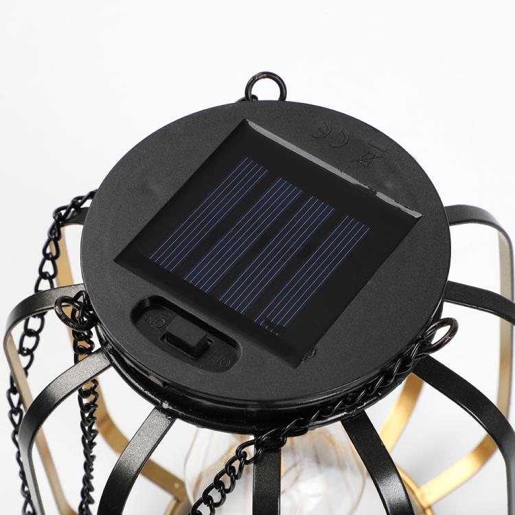 Lanterna solare sospesa per esterni, luci decorative da giardino in metallo, lampade calde da appendere agli alberi., Black Mesh Ball, Round Cage, Cylindrical Cage
