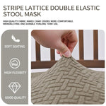 Coprisedia elasticizzato a griglia per sedia da pranzo con cinghie elastiche e fibbie.