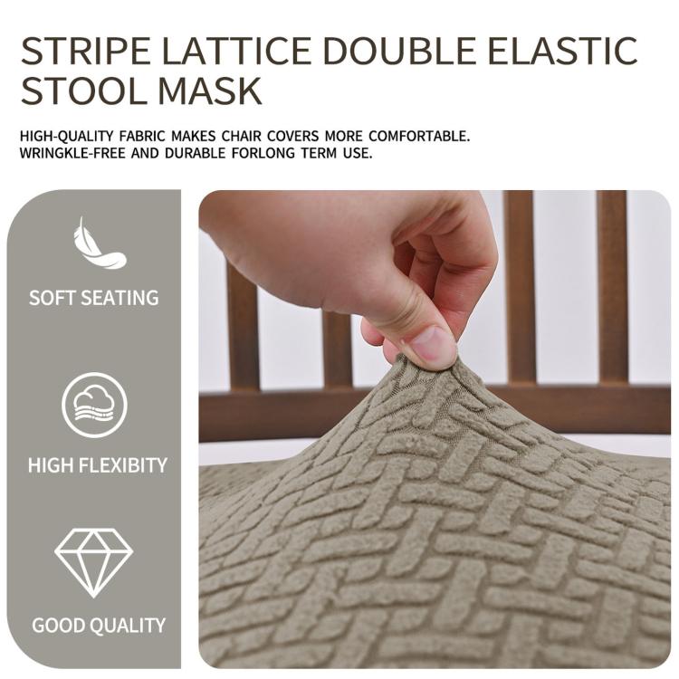 Coprisedia elasticizzato a griglia per sedia da pranzo con cinghie elastiche e fibbie.