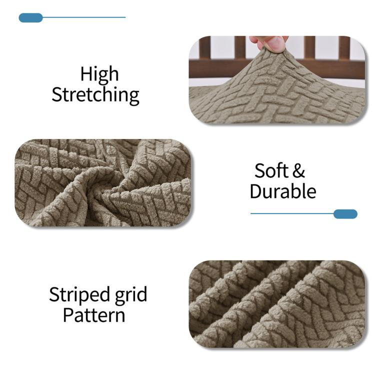 Coprisedia elasticizzato a griglia per sedia da pranzo con cinghie elastiche e fibbie.