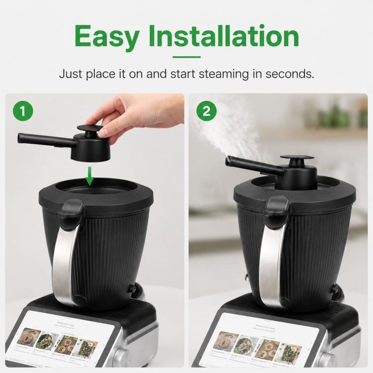 Deviatore di vapore per Thermomix TM7, protezione per il mobiletto, accessorio per lo sfiato del vapore, PP Steam Diverter