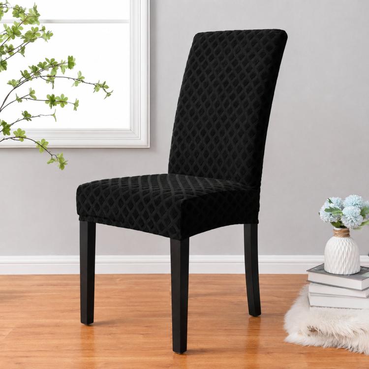 Coprisedia elasticizzato per sedia da pranzo con schienale alto a rombo, fodera per sedia da cucina, M 45-60cm Height, L 60-70cm Height