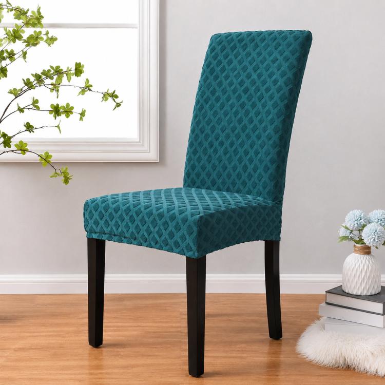 Coprisedia elasticizzato per sedia da pranzo con schienale alto a rombo, fodera per sedia da cucina, M 45-60cm Height, L 60-70cm Height