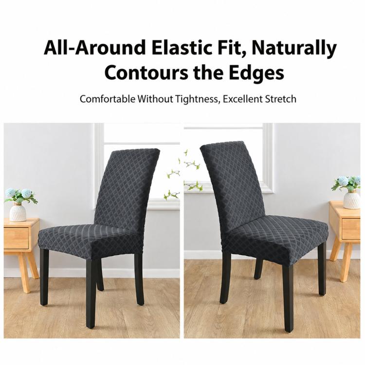 Coprisedia elasticizzato per sedia da pranzo con schienale alto a rombo, fodera per sedia da cucina, M 45-60cm Height, L 60-70cm Height