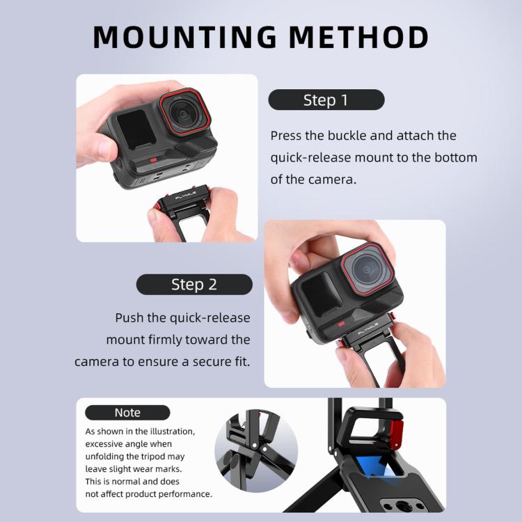 Per treppiede magnetico a sgancio rapido con moschettone Flymile per Insta360 Ace / Ace Pro 2 / X5